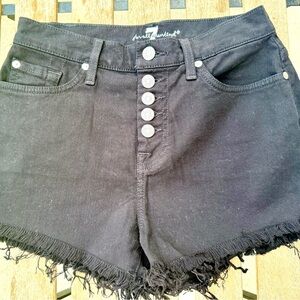 7 For All Mankind Black Jean Shorts Frayed Hem